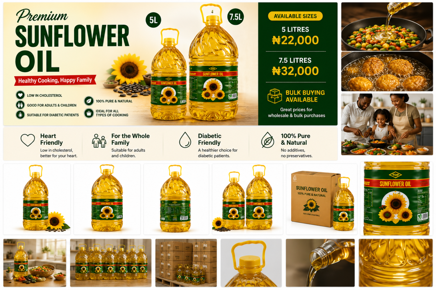 Premium Sunflower Cooking Oil Healthy & Cholesterol Free